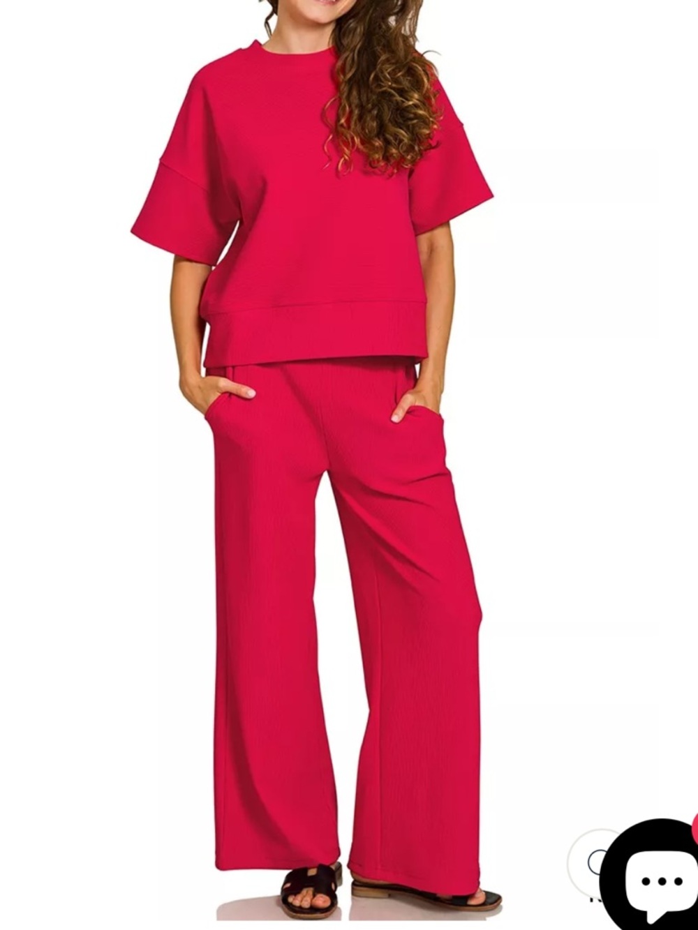 NWOT Zenana Outfitters Ribbed Wine  Top and Pants set 1X